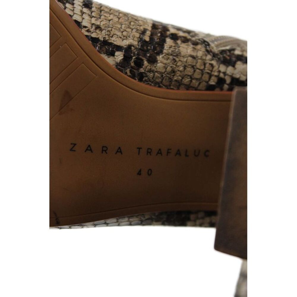 Zara Womens Side Zip Block Heel Snake Printed Knee High Boots Brown Size 40 - Picture 6 of 6